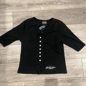 Harley-Davidson Y2K Baby Tee Cardigan Shirt